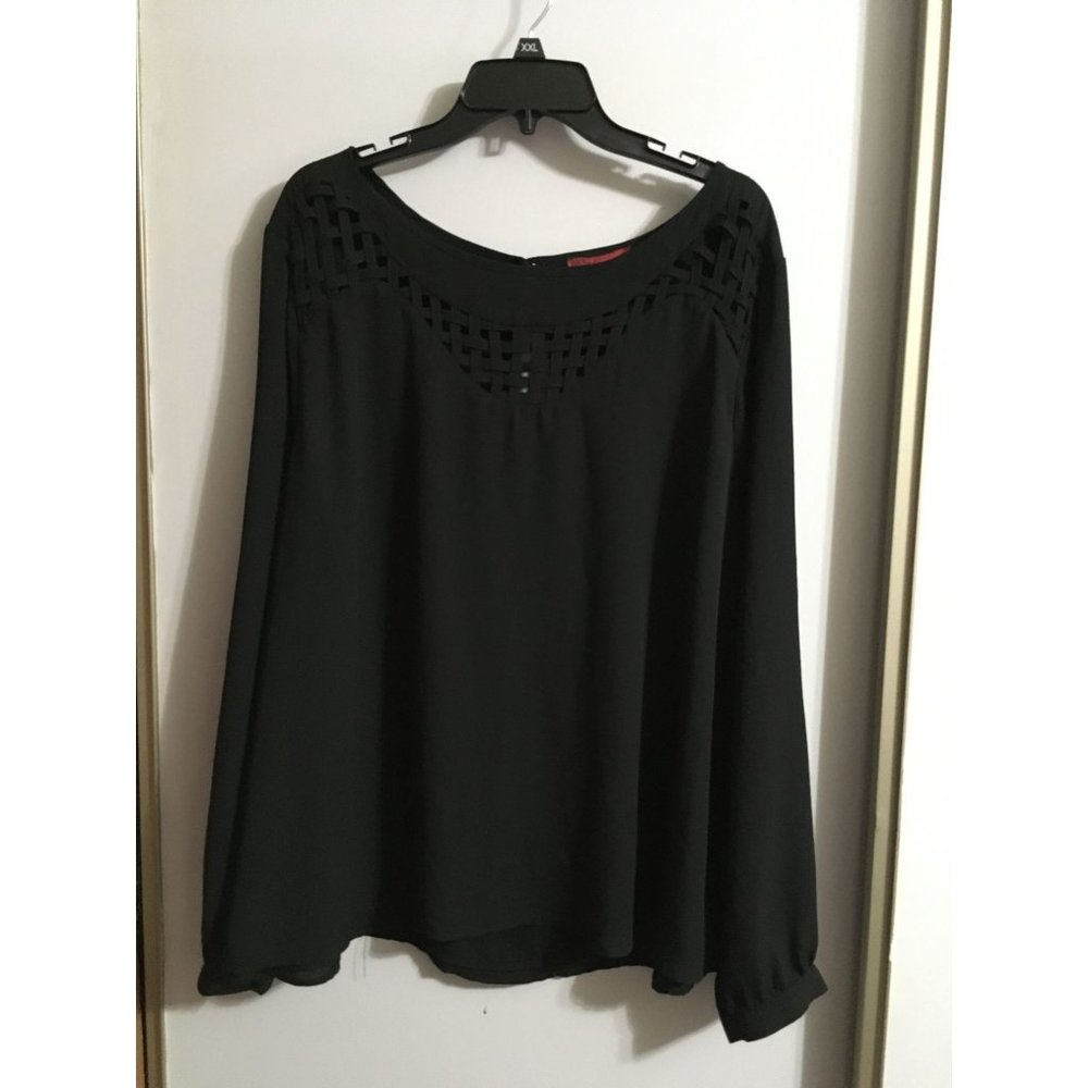 Red by BKE Weaved Black XXL Chiffon Classic Casual Occasion Work Top
